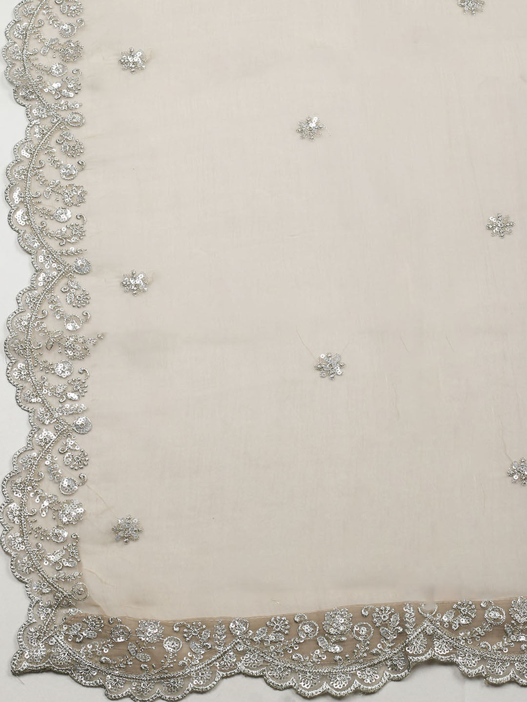 Embroidered Organza Unstitched Suit With Pant &amp; Dupatta