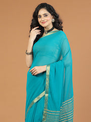 Zari Border Plain Art Chiffon Saree