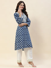 Yoke Embroidery Cotton Kurta Set