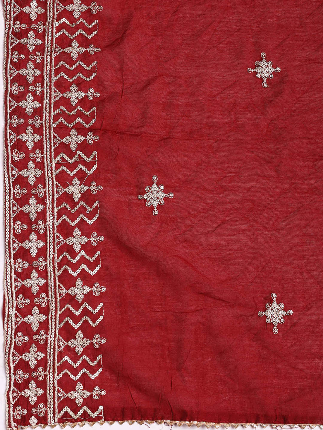 Neck Embroidered Cotton Blend Unstitched Suit With Dupatta