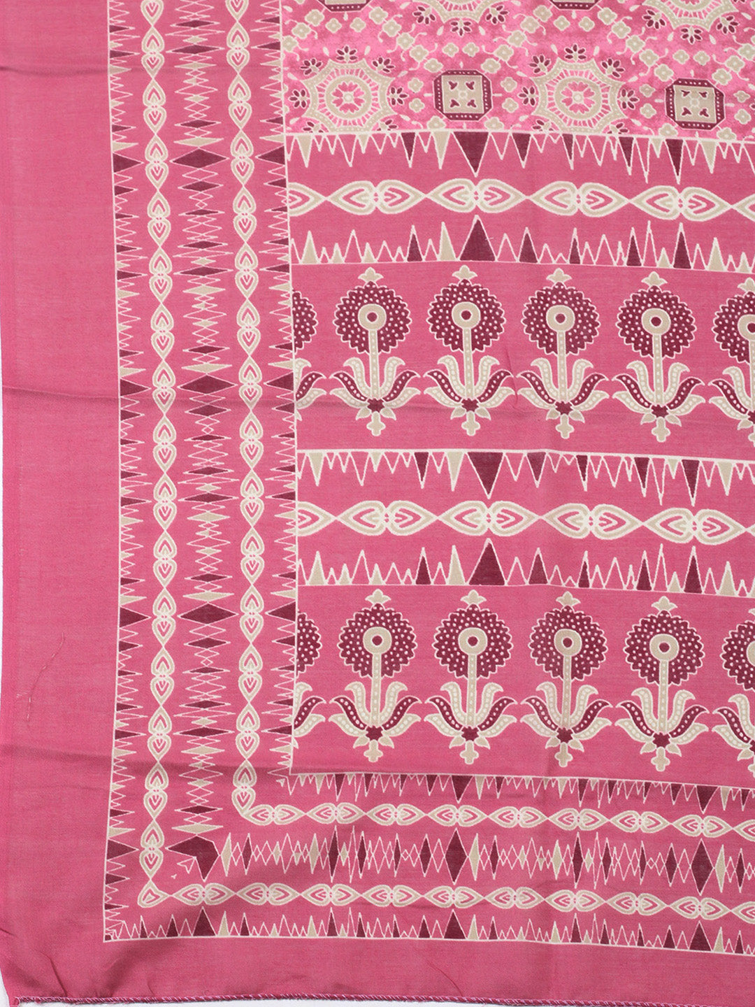 Printed Cotton Blend Unstitched Suit With Pant &amp; Dupatta