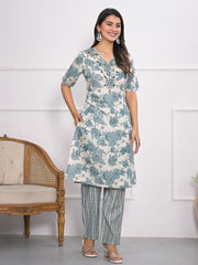 Digital Printed Muslin Kurta With Pants