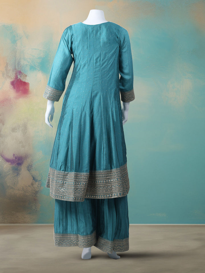 Embroidered Art Silk Stitched Kurta With Pant &amp; Dupatta