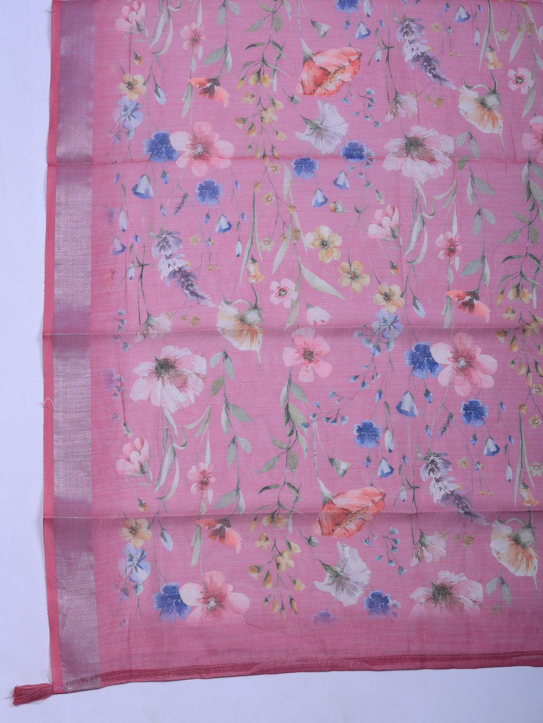 Embroidered Linen Blend Unstitched Suit With Pant &amp; Dupatta