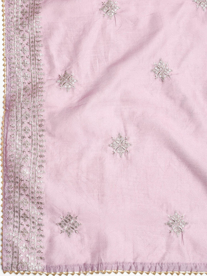 Sequence Work Chanderi Unstitched Suit With Dupatta
