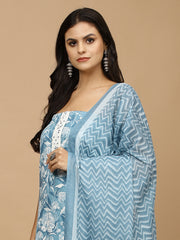 Printed Cotton Unstitched Suit With Dupatta