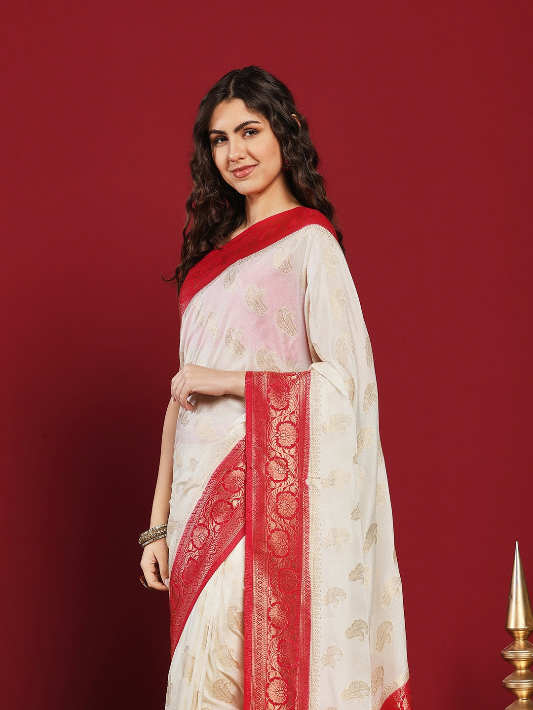 Plain Crepe Saree