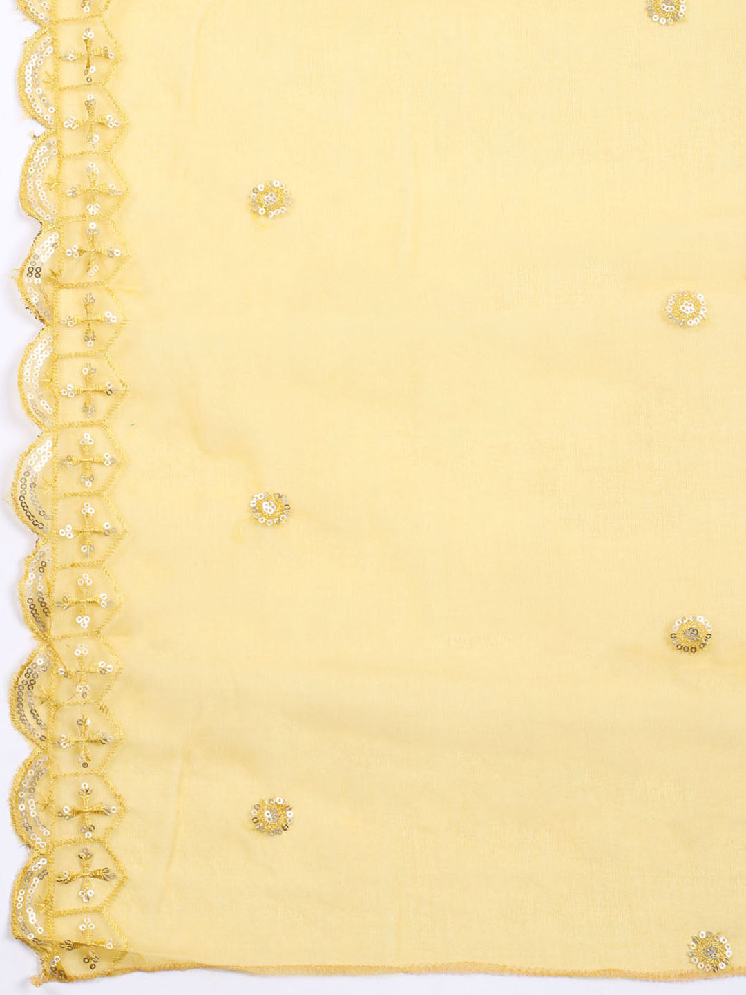 Neck Embroidered Chanderi Unstitched Suit With Dupatta