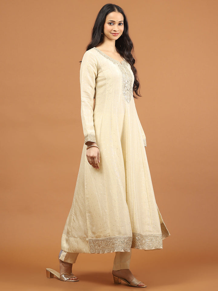 Embroidery Tissue Kurta With Pants &amp; Dupatta