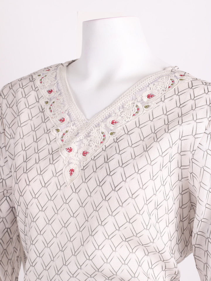 Printed Cotton Blend Kurta With Pants