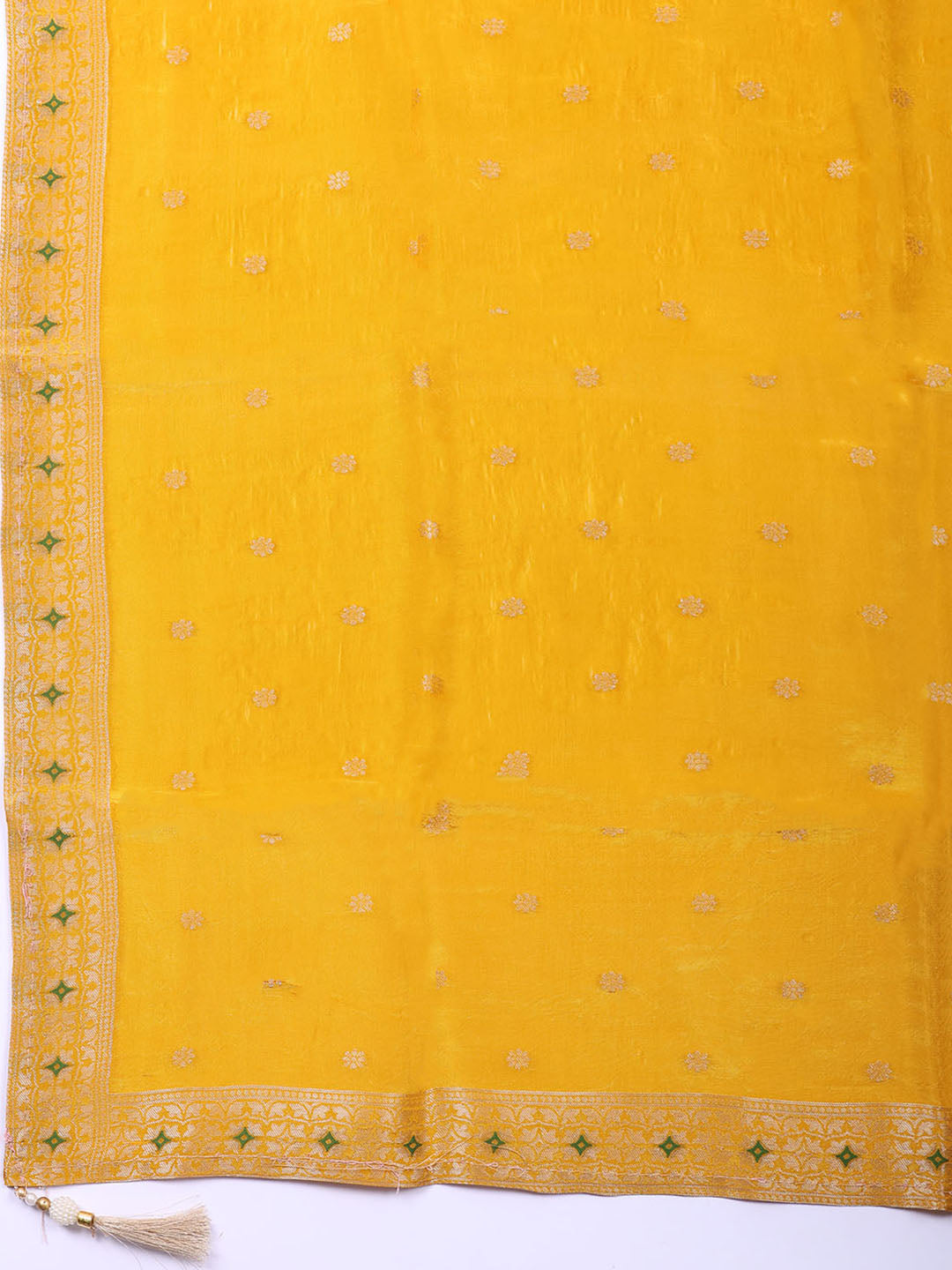 Embroidered Chanderi Unstitched Suit With Pant &amp; Dupatta