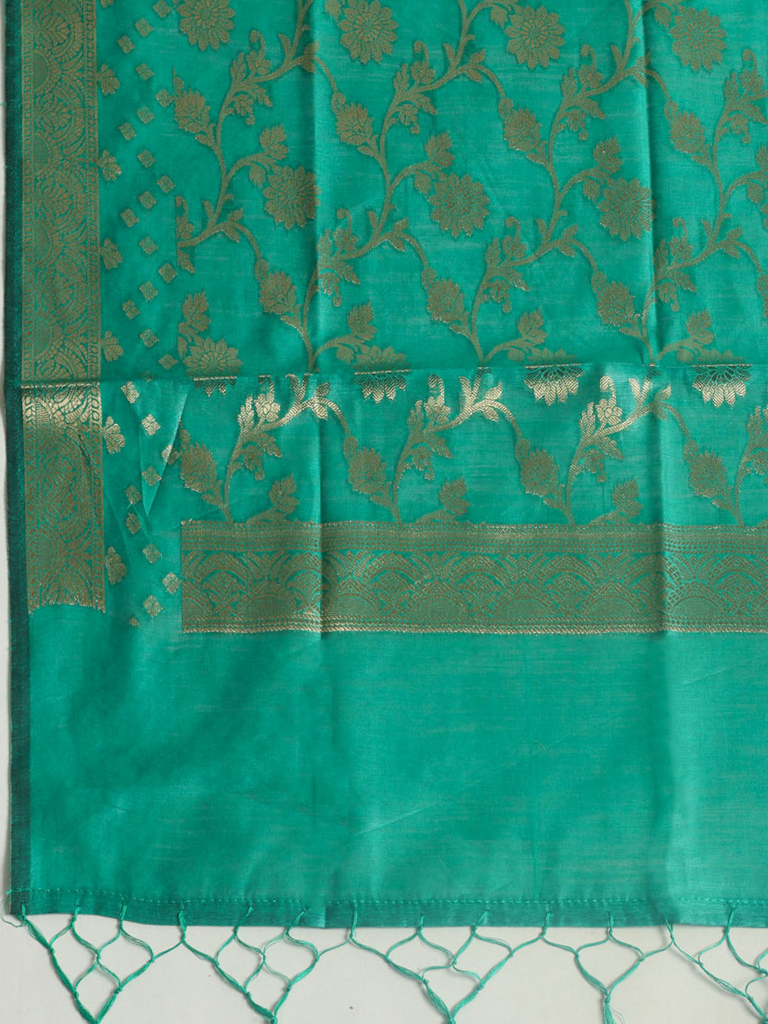 Woven Design Chanderi Unstitched Suit With Pant &amp; Dupatta