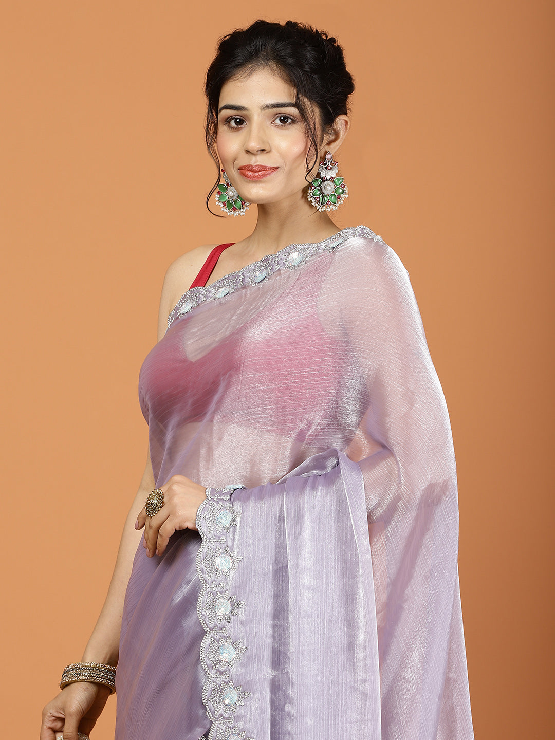 Stone Work Art Chiffon Saree