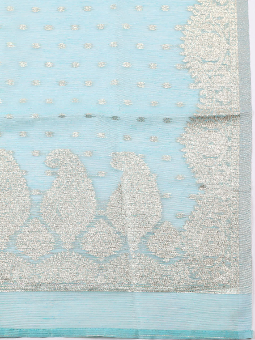 Woven Design Tissue Unstitched Suit With Pant Dupatta