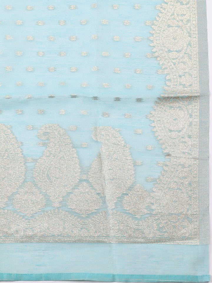 Woven Design Tissue Unstitched Suit With Pant Dupatta