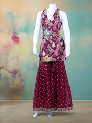 Embroidered Georgette Kurta With Garara & Dupatta