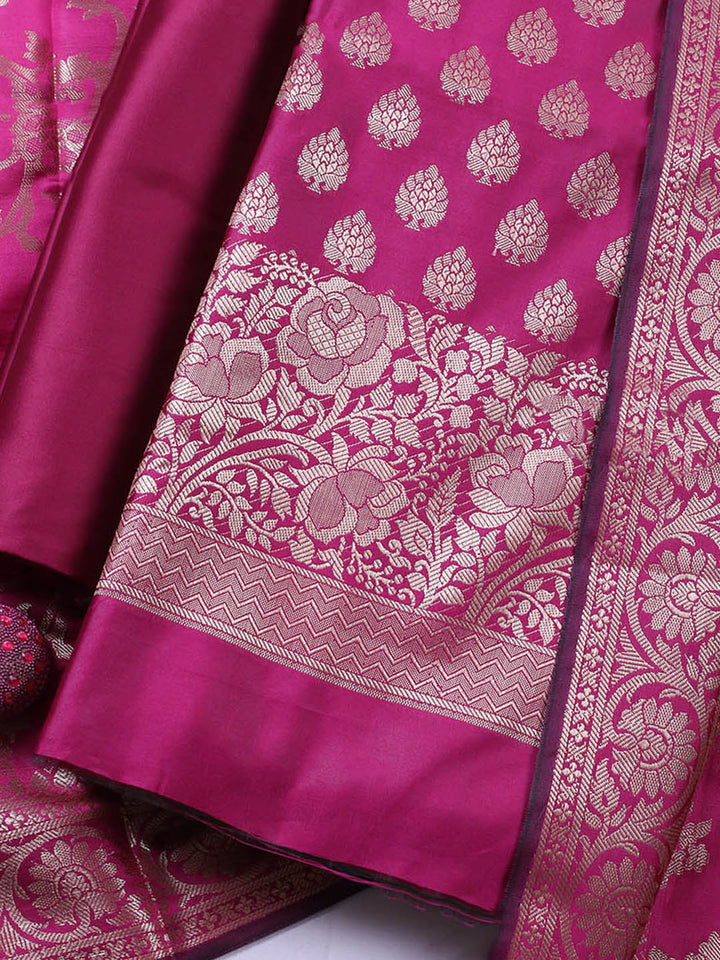 Banarasi Chanderi Unstitched Suit With Pant &amp; Dupatta