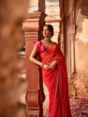 Stone Embroidery Organza Saree