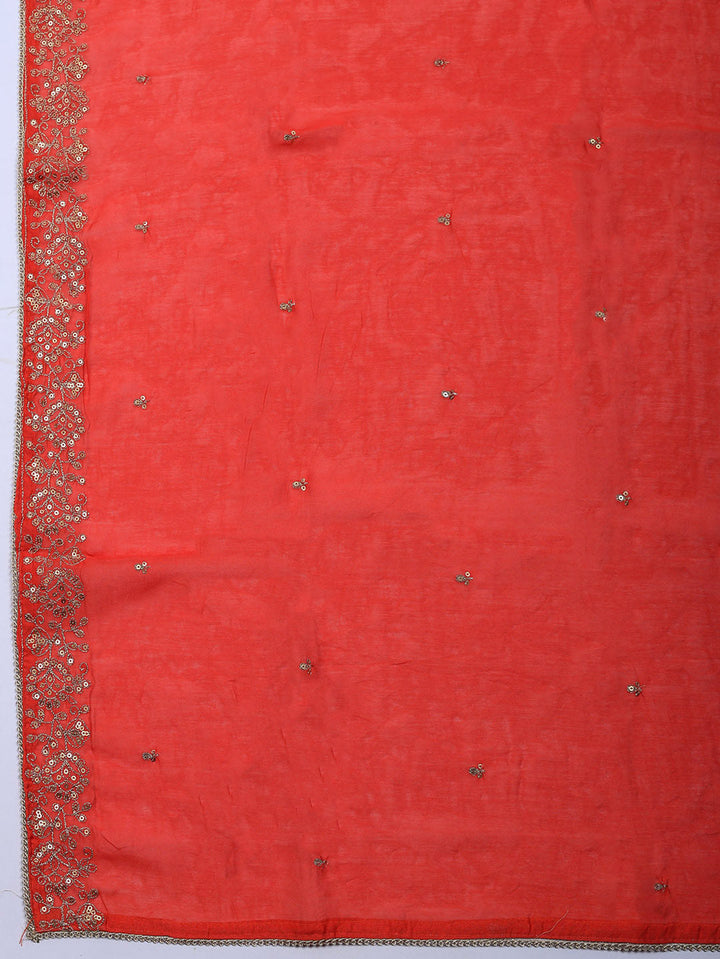 Printed Cotton Blend Unstitched Suit With Pant &amp; Dupatta