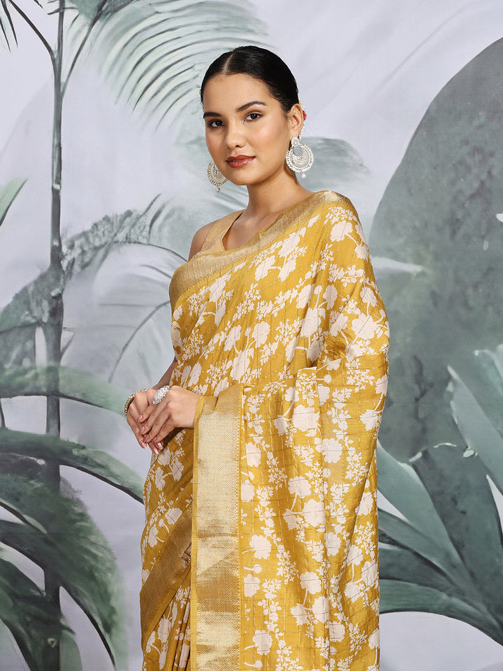 Floral Printed Art Silk Saree