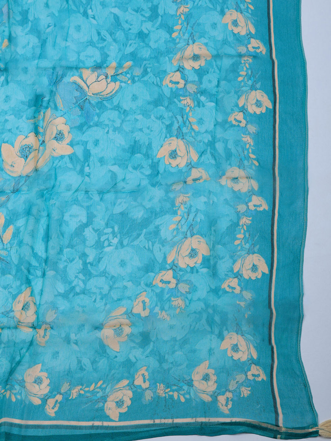 Plain Cotton Blend Unstitched Suit With Pant &amp; Dupatta
