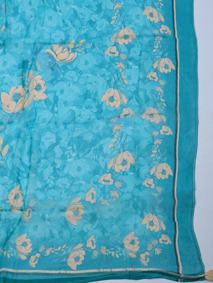 Plain Cotton Blend Unstitched Suit With Pant &amp; Dupatta