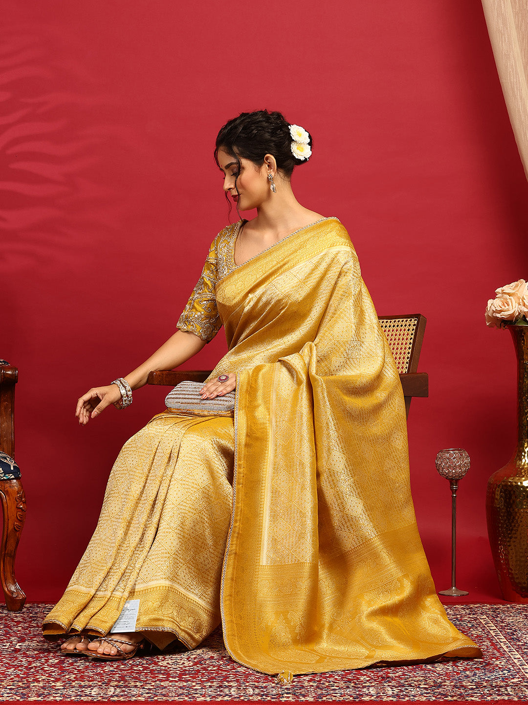 Embroidered Dola Silk Saree