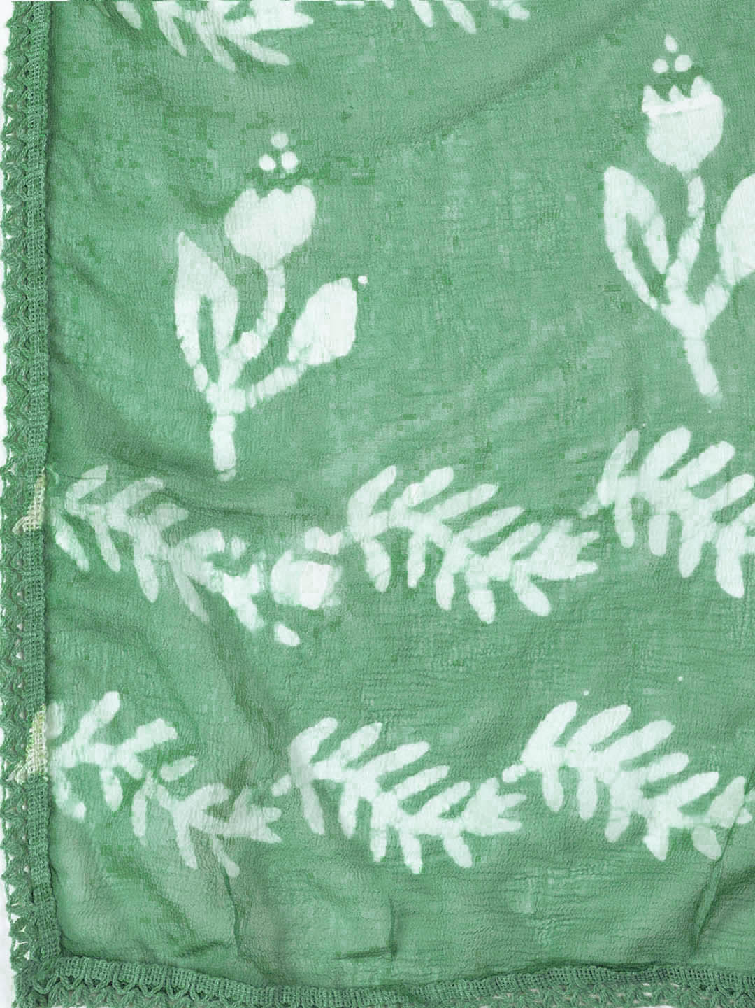 Green Printed Cotton Blend Unstitched Dress Material