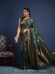 Woven Design Art Silk Unstitched Suit With Pant & Dupatta