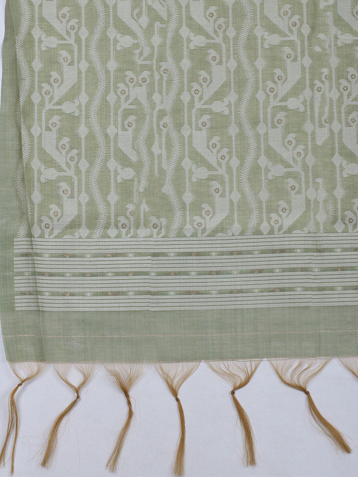 Woven Chanderi Unstitched Suit With Dupatta