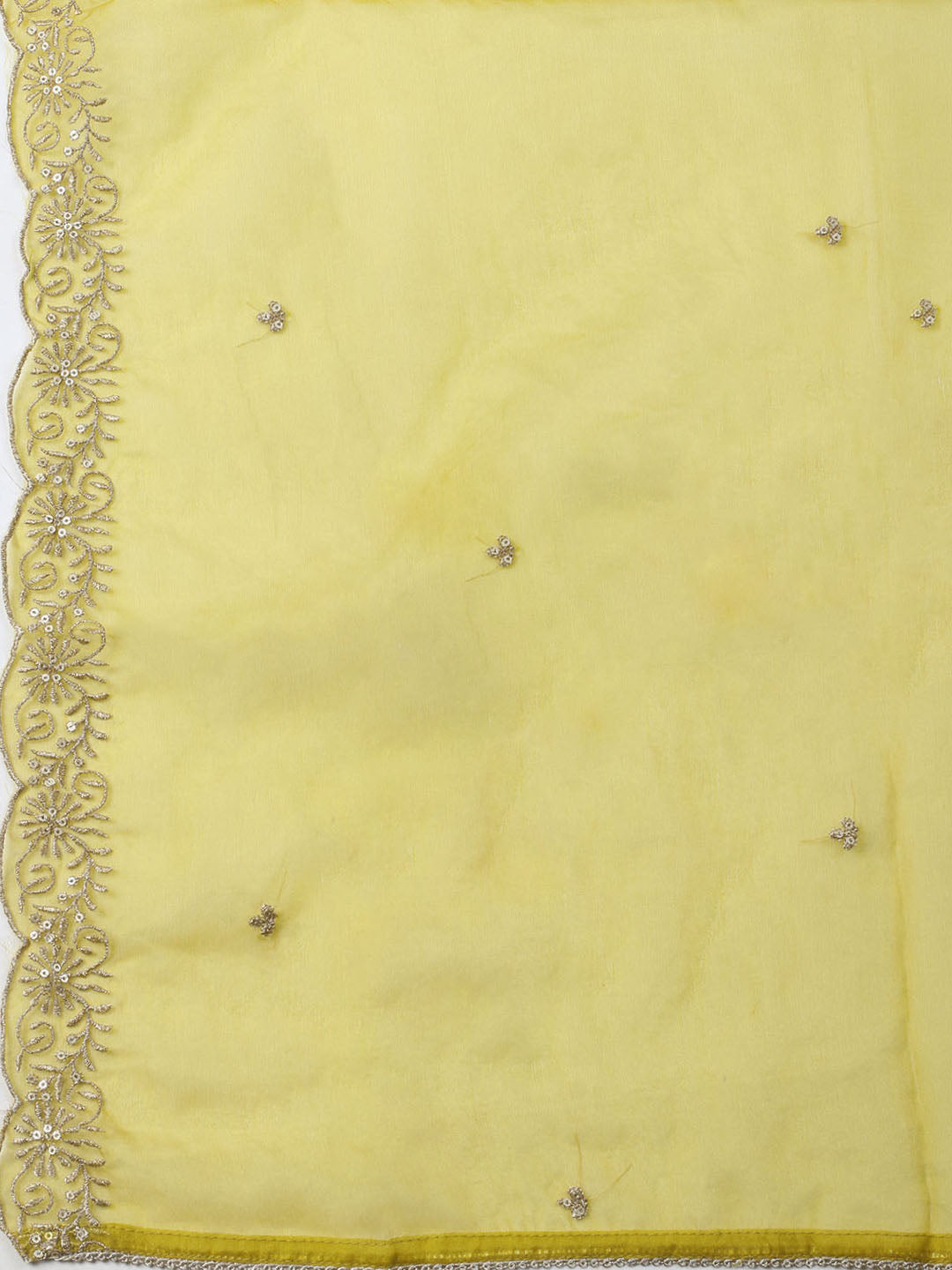 Embroidered Chanderi Unstitched Kurta With Pant &amp; Dupatta