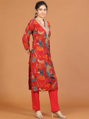 Printed Cotton Blend Kurta With Pants