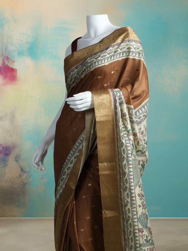 Printed &amp; Woven Design Art Silk Saree