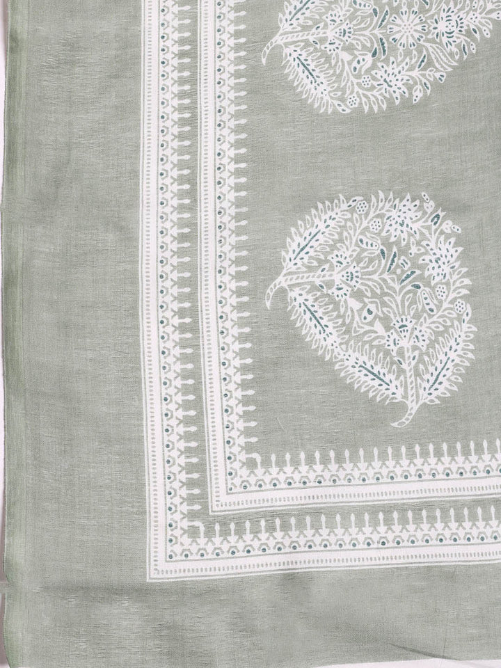 Printed Cotton Blend Unstitched Suit With Dupatta