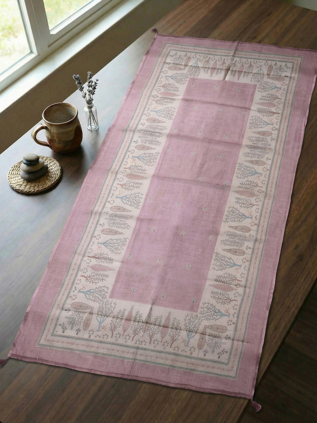 Printed Linen Blend Unstitched Suit With Pant &amp; Dupatta