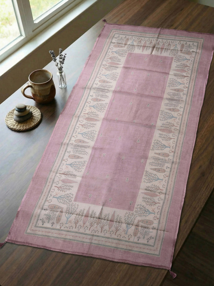 Printed Linen Blend Unstitched Suit With Pant &amp; Dupatta