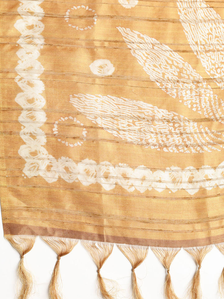 Embroidered Tussar Unstitched Suit With Dupatta
