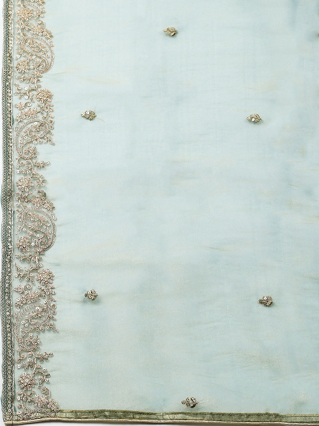 Embroidered Tissue Unstitched Suit With Pant &amp; Dupatta