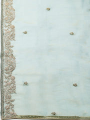 Embroidered Tissue Unstitched Suit With Pant & Dupatta