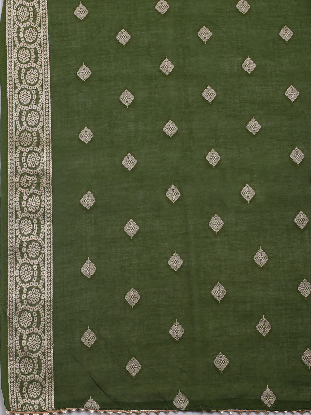 Neck Embroidered Chanderi Unstitched Suit With Dupatta