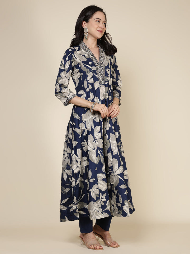 Printed Cotton Blend Kurta With Pants &amp; Dupatta