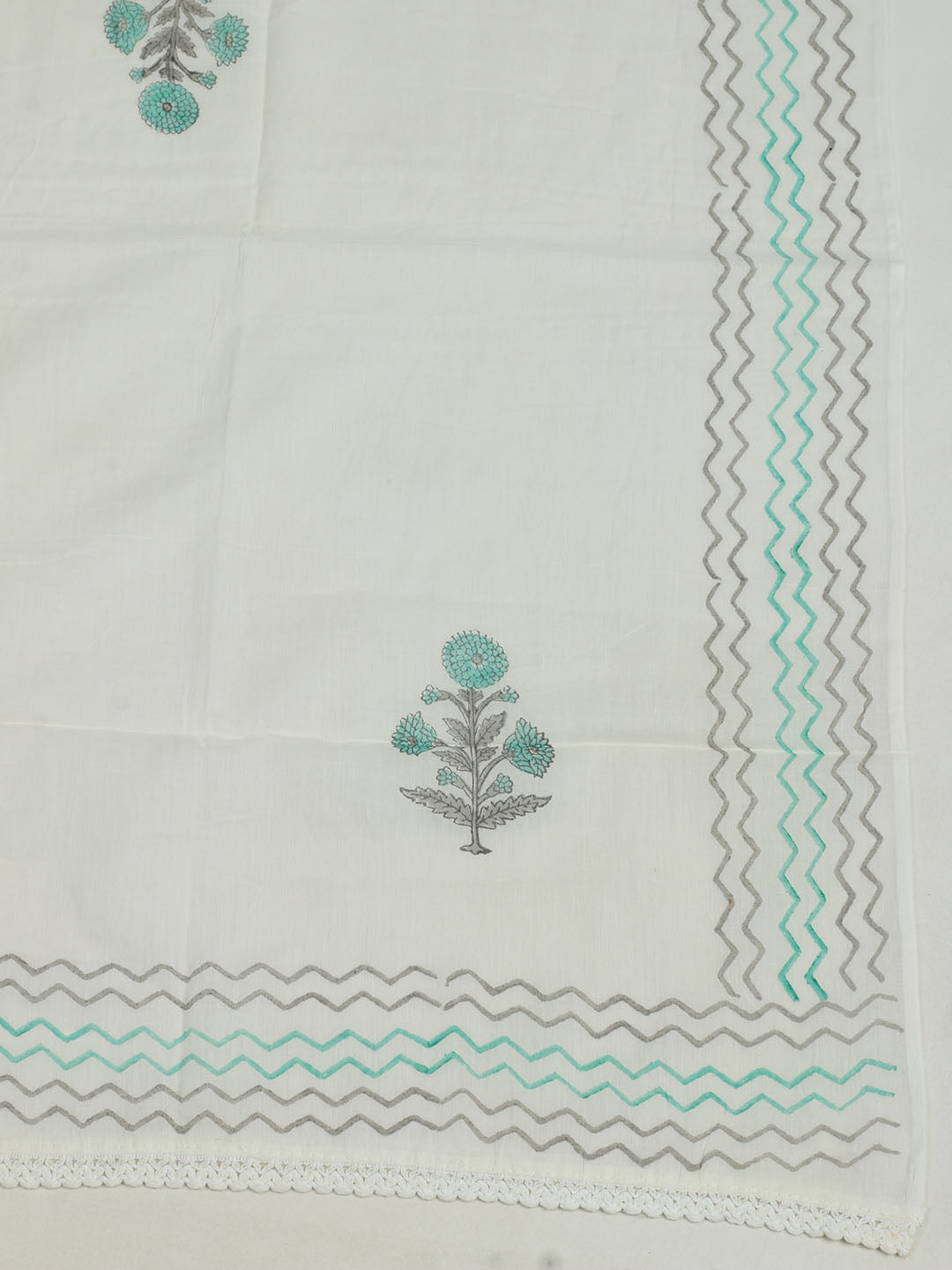 Embroidered Chanderi Unstitched Suit With Pant &amp; Dupatta