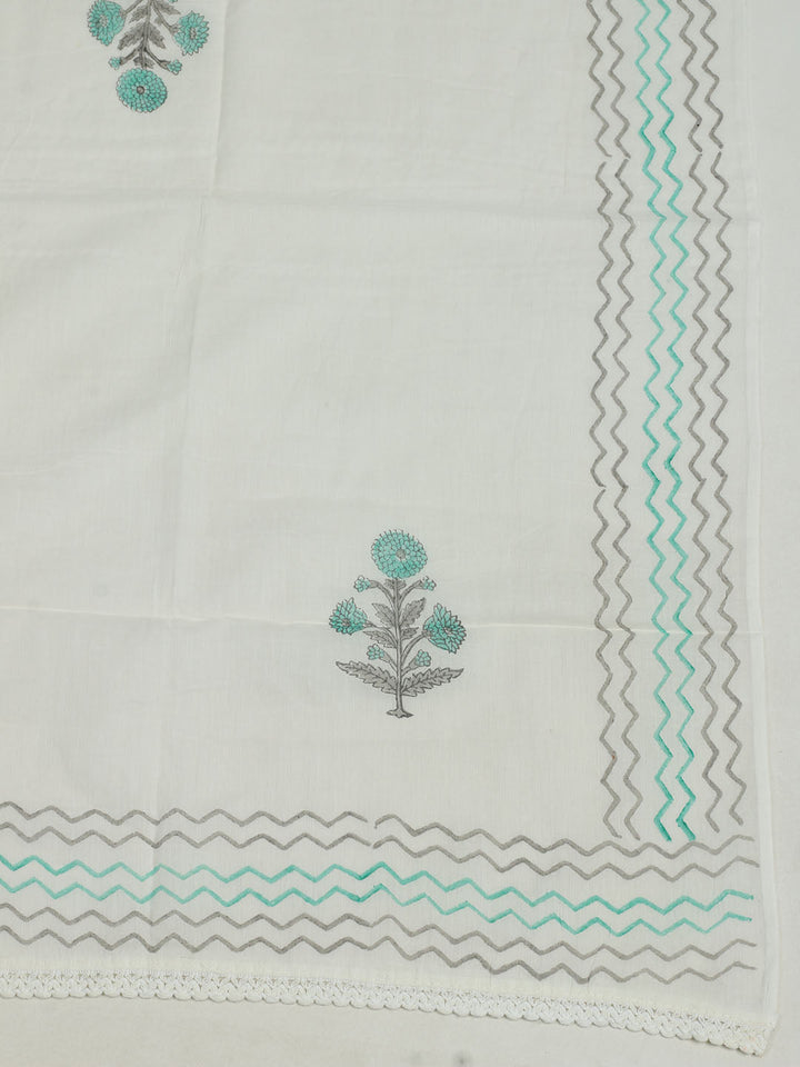 Embroidered Chanderi Unstitched Suit With Pant &amp; Dupatta