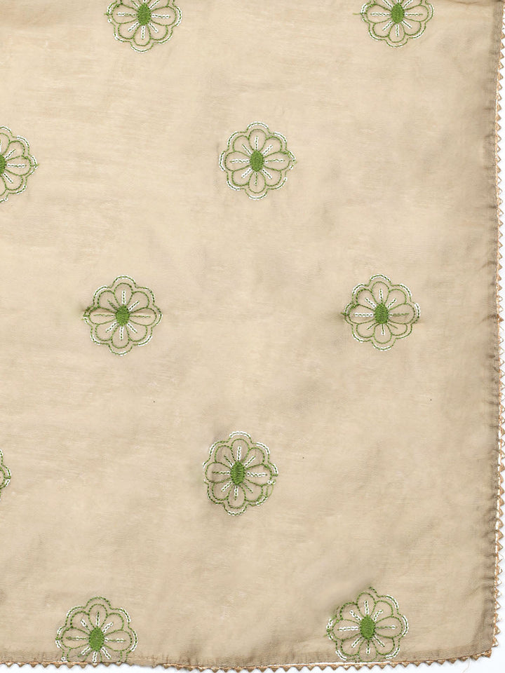 Embroidered Cotton Unstitched Suit With Pant &amp; Dupatta