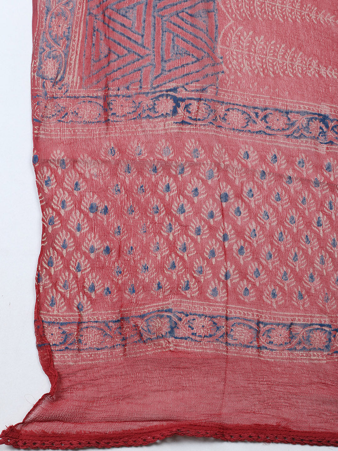 Printed Cotton Blend Unstitched Suit With Pant &amp; Dupatta