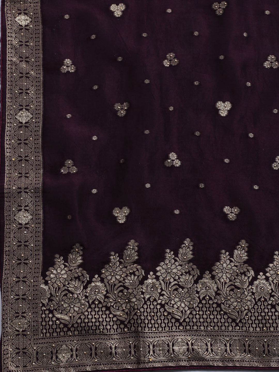 Embroidered Art Silk Unstitched Suit With Dupatta