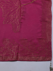 Neck Embroidered Chanderi Unstitched Suit With Dupatta