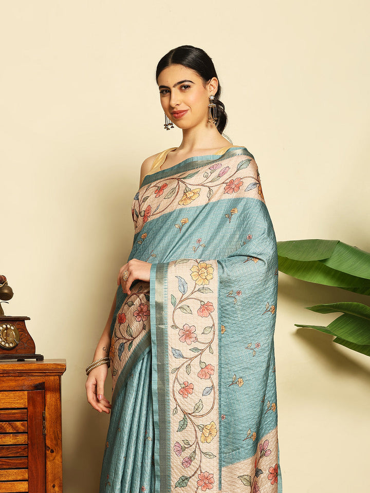 Printed Tussar Saree