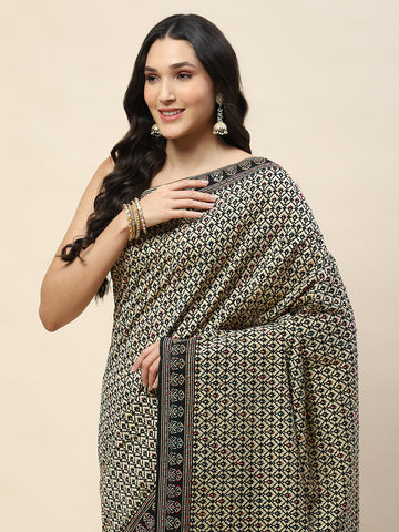 Abstract Printed Cotton Saree