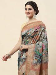 Digital Floral Printed Handloom Saree